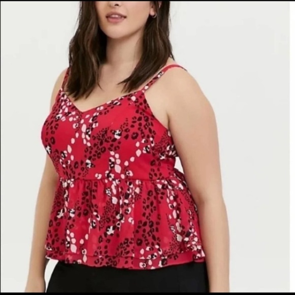 Cheetah peplum tank pink red